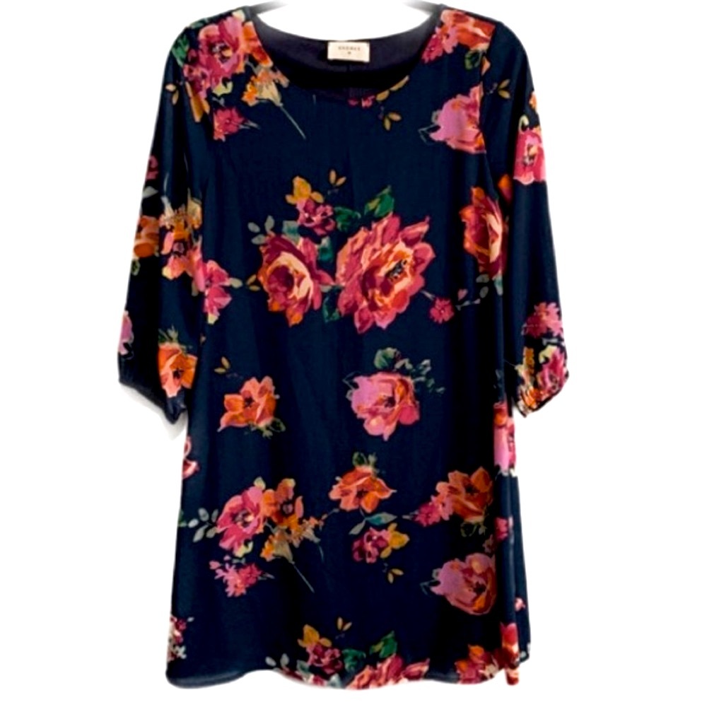 Anthropologie Everly Blue Floral Print Mini Dress